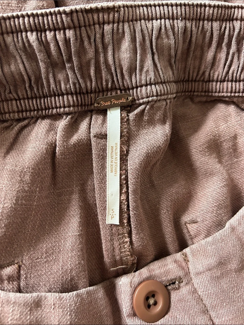 NWOT Free People Bondi Sands Pull on Trouser mid rise elastic jogger linen